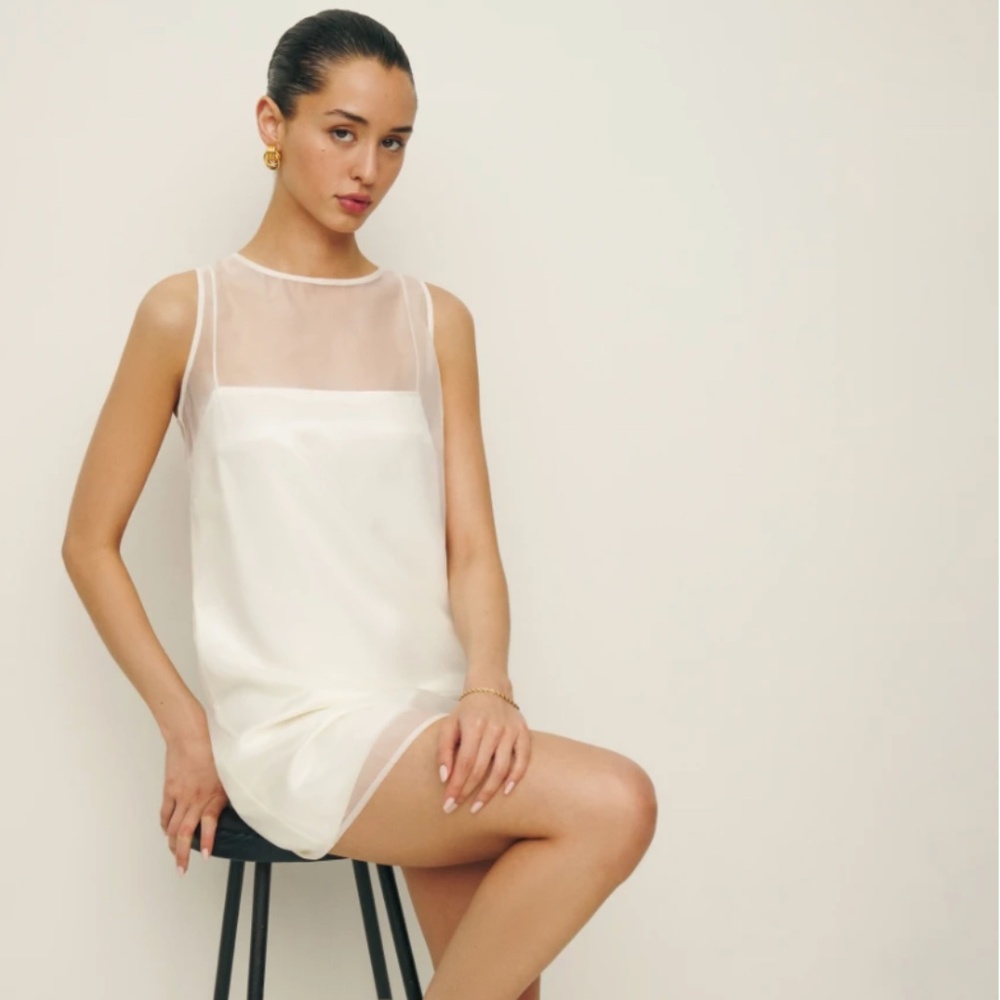 Reformation Vina White Sheer Mini Dress NWT